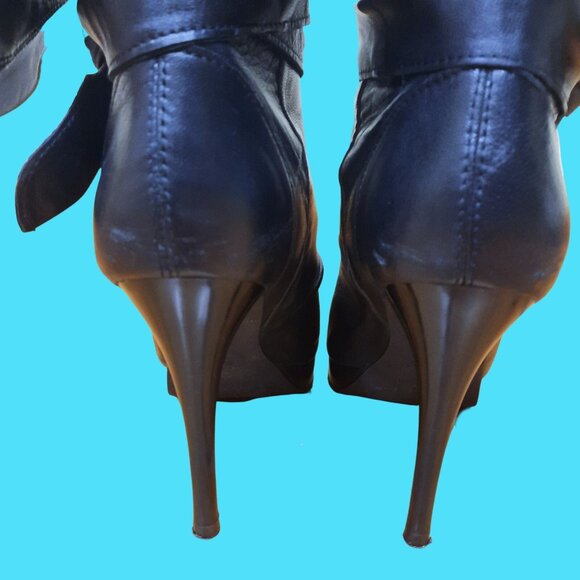 Y2K Aldo Black Leather Booties Ankle Boots Size 6 Pointed Toe Stiletto EUR 36 - Picture 10 of 16